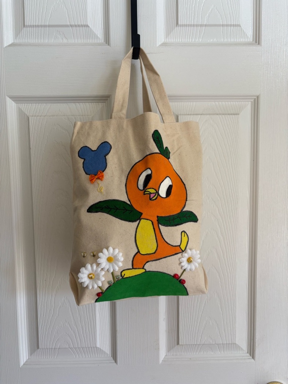 Hand painted Disney Orange Bird Reusable Tote Bag- New